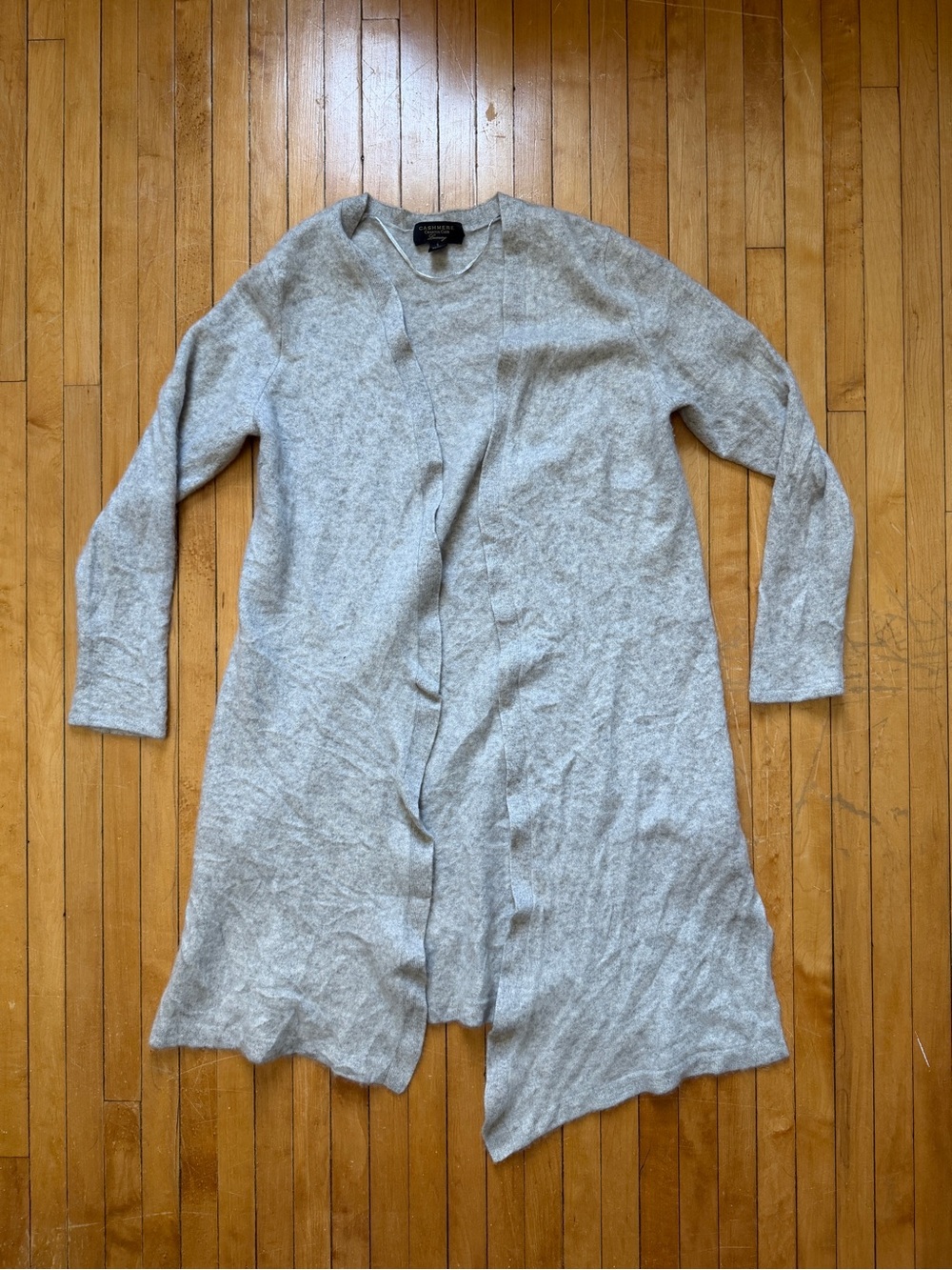 Charter Club 100% Cashmere Gray Open Front Duster Cardigan Women’s Sz. L